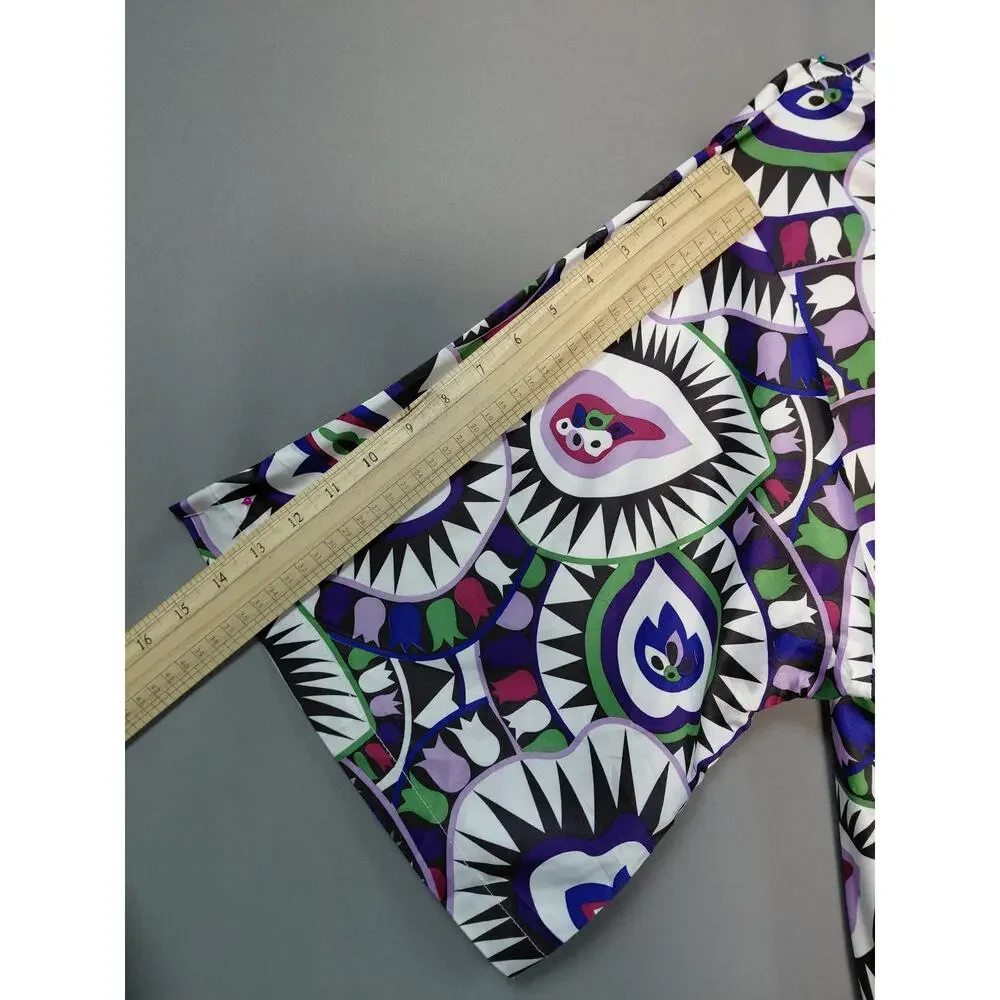 Rachel Lynn Polyester Blend Multicolor Short Graphic Print Dress Women Size M